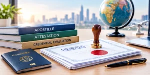Apostille, attestation and credential evaluation documents prepared for international immigration and overseas career applications