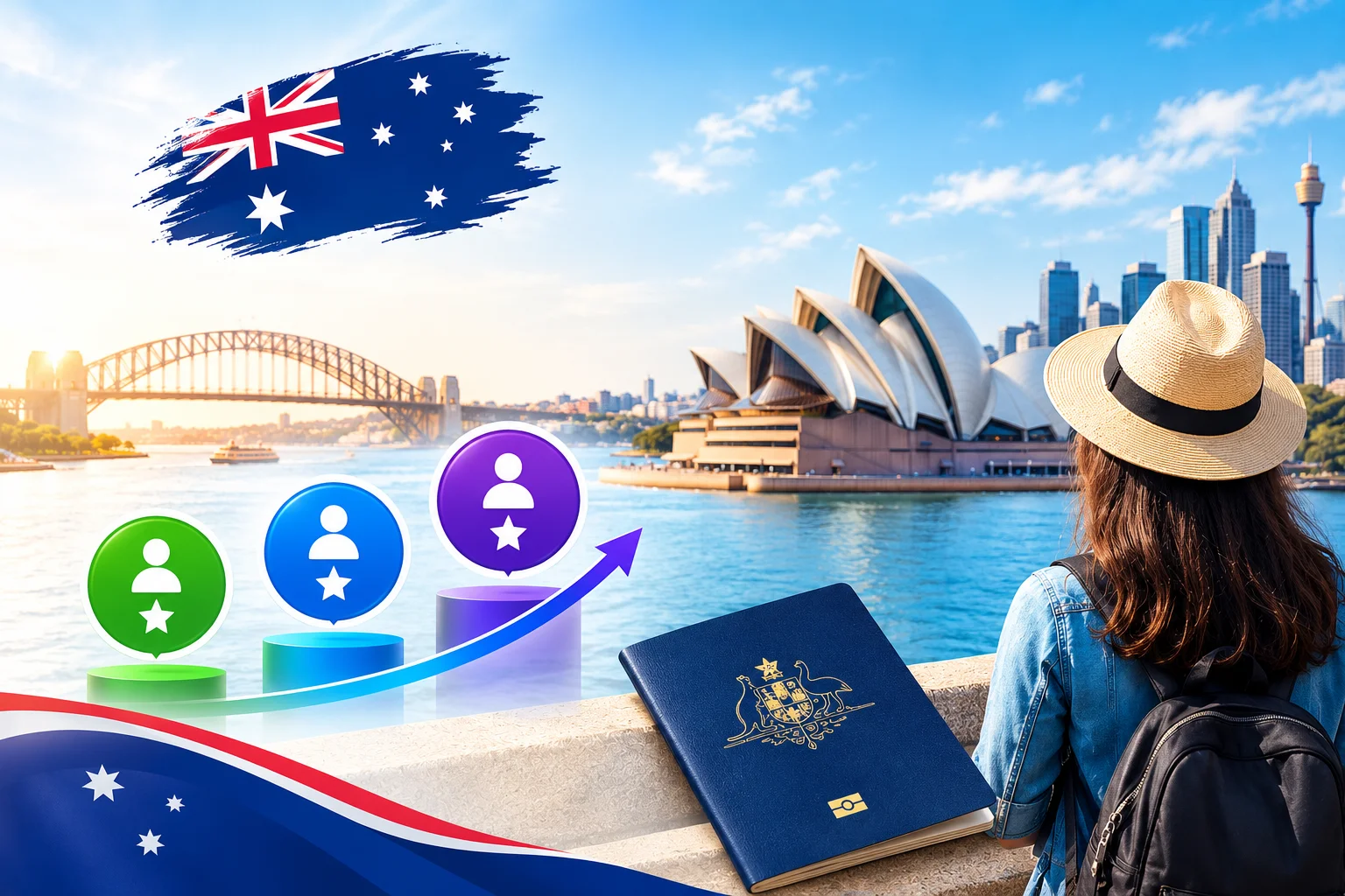 Australia PR points table showing points for age, English, employment, qualifications, partner and nomination
